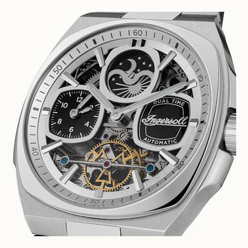 Ingersoll The Spirit Black Skeleton Automatic Dial Stainless Steel Men's Watch | I15802